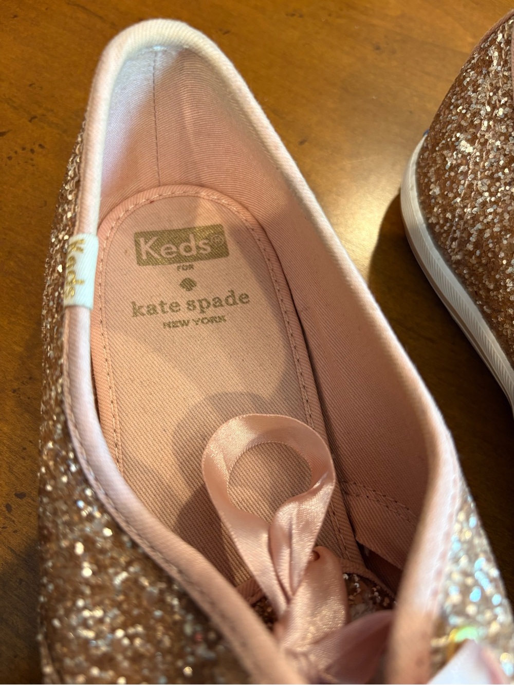 Keds x Kate Spade New York Champion Glitter Sneakers Rose Gold Size 11 - Picture 6 of 7